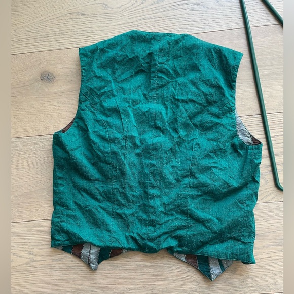 Vintage reversible western button up vest teal brown - Picture 4 of 4